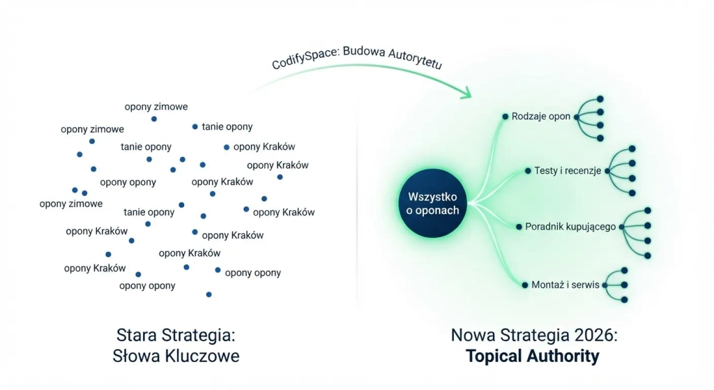 Nowoczesna grafika ilustrująca jak zwiększyć sprzedaż w e-commerce dzięki optymalizacji pod sztuczną inteligencję i nowoczesnemu SEO w e-commerce 2026.